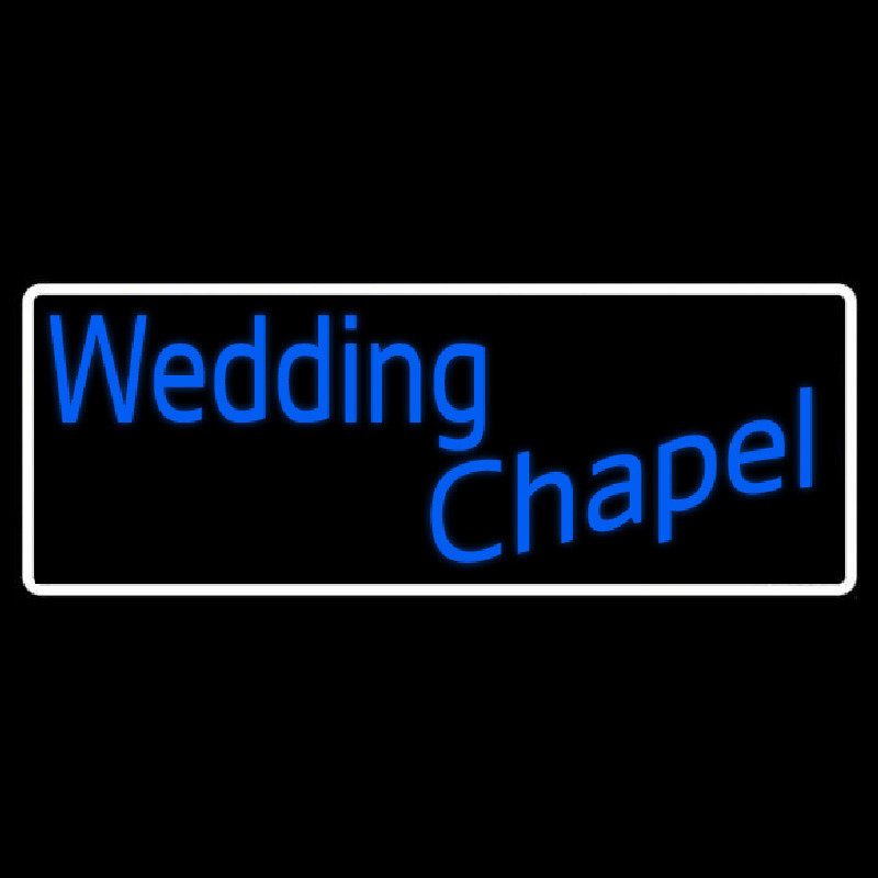 White Border Wedding Chapel Enseigne Néon