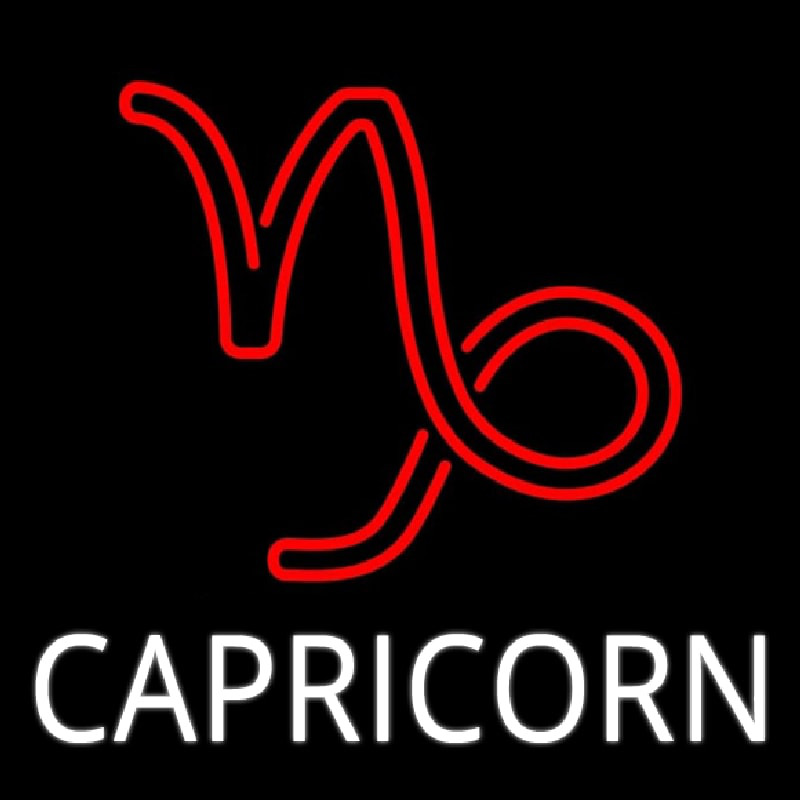 White Capricorn Red Logo Enseigne Néon