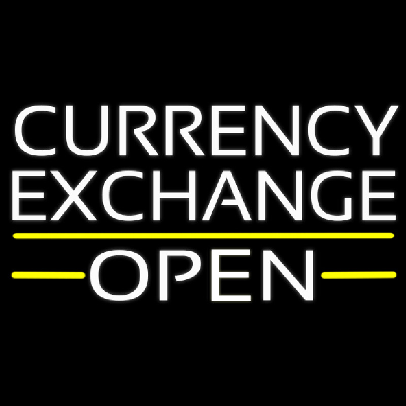 White Currency E change Open Enseigne Néon