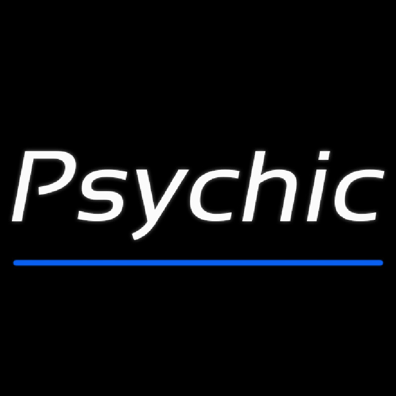 White Cursive Psychic Blue Line Enseigne Néon
