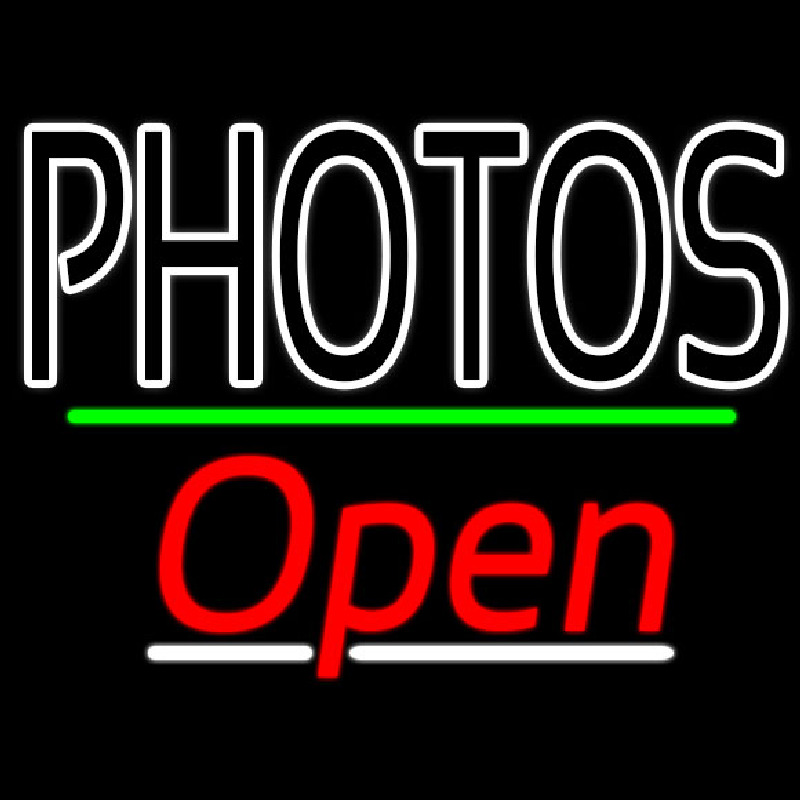 White Double Stroke Photo Open 3 Enseigne Néon