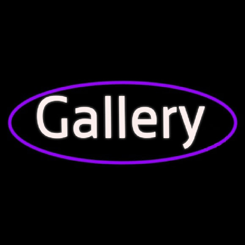 White Gallery Oval Border Enseigne Néon
