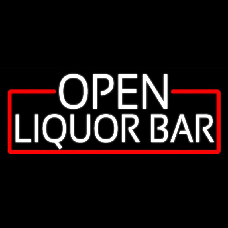 White Liquor Bar With Red Border Enseigne Néon