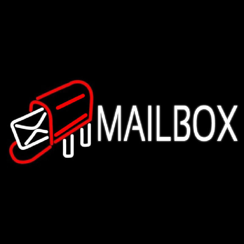White Mailbo  Red Logo Enseigne Néon