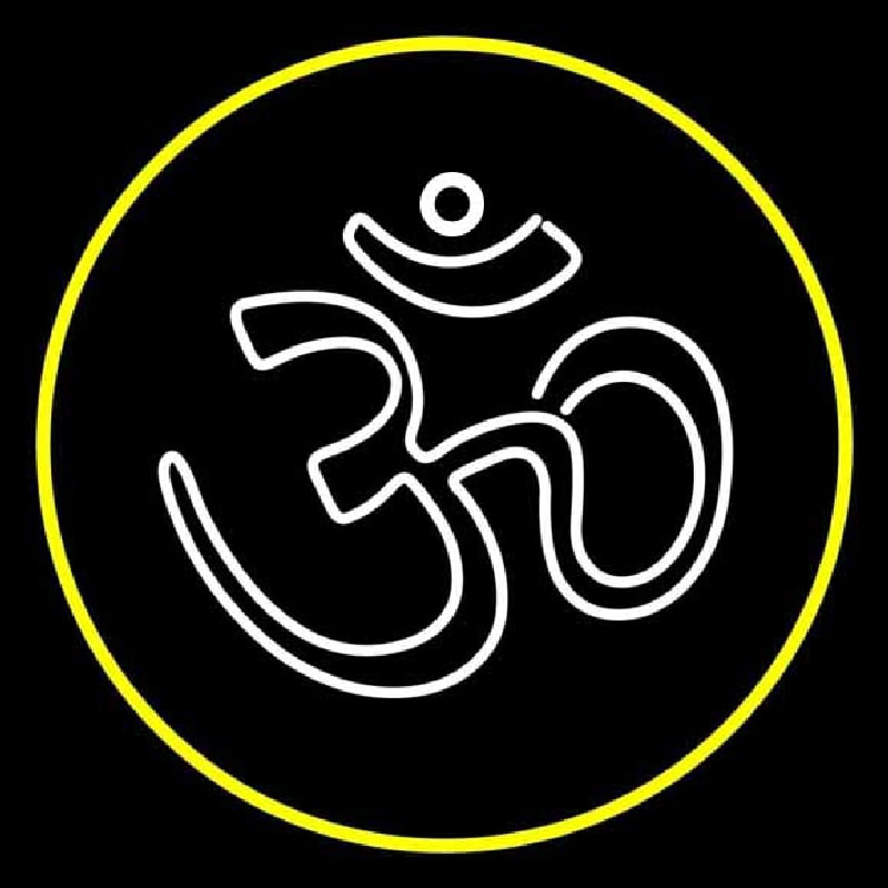 White Om With Border Enseigne Néon