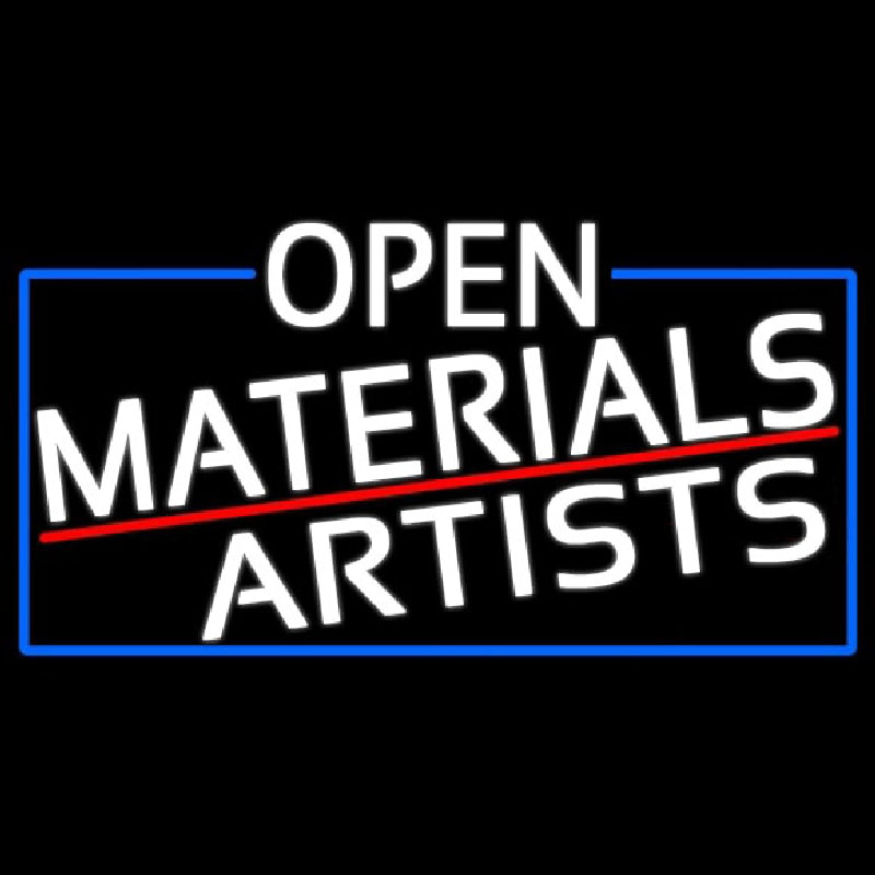 White Open Materials Artists With Blue Border Enseigne Néon