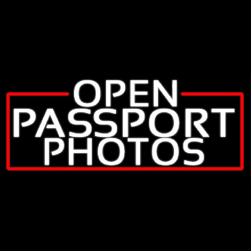 White Open Passport Photos With Red Border Enseigne Néon