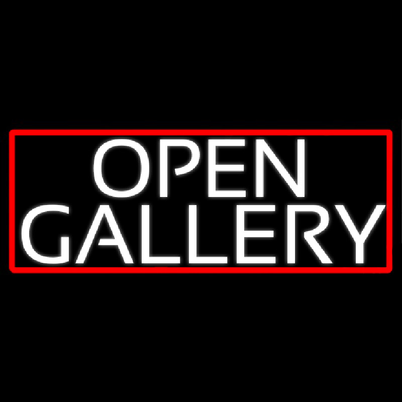White Open With Gallery With Red Border Enseigne Néon