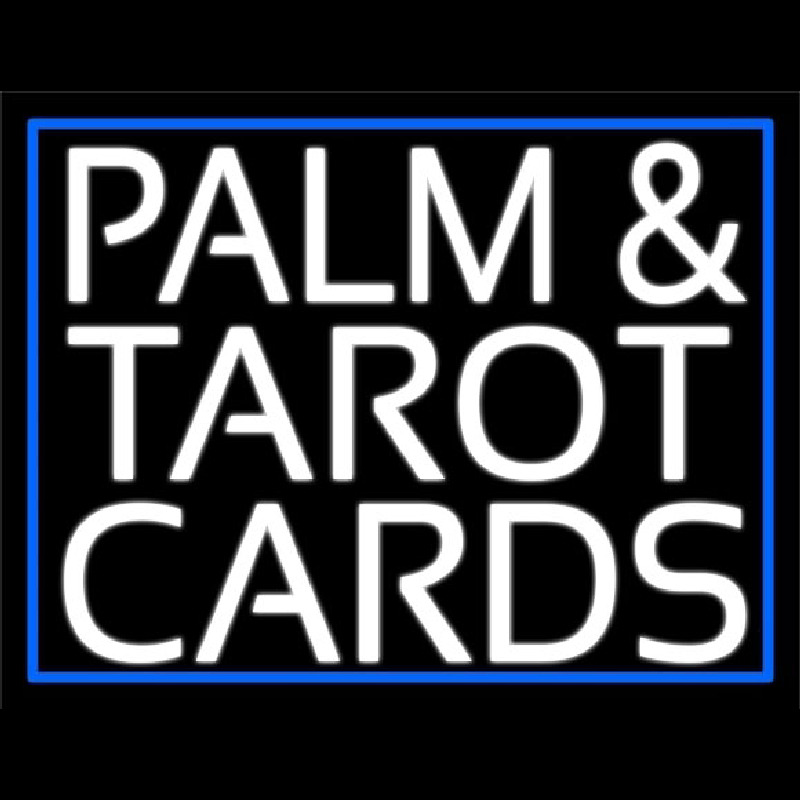 White Palm And Tarot Cards Block Enseigne Néon