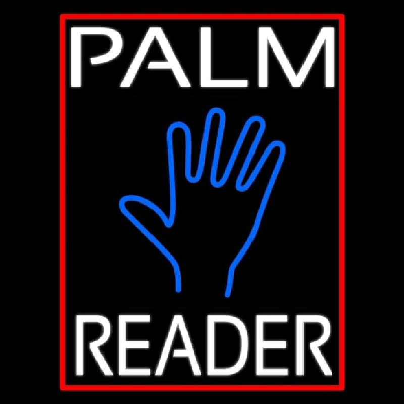 White Palm Reader Red Border Enseigne Néon