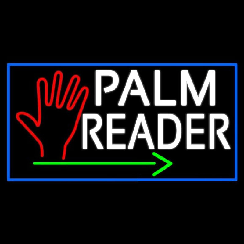 White Palm Reader With Green Arrow Enseigne Néon