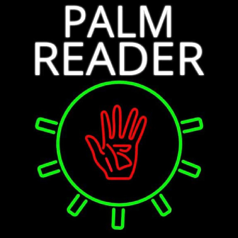 White Palm Reader With Logo Enseigne Néon