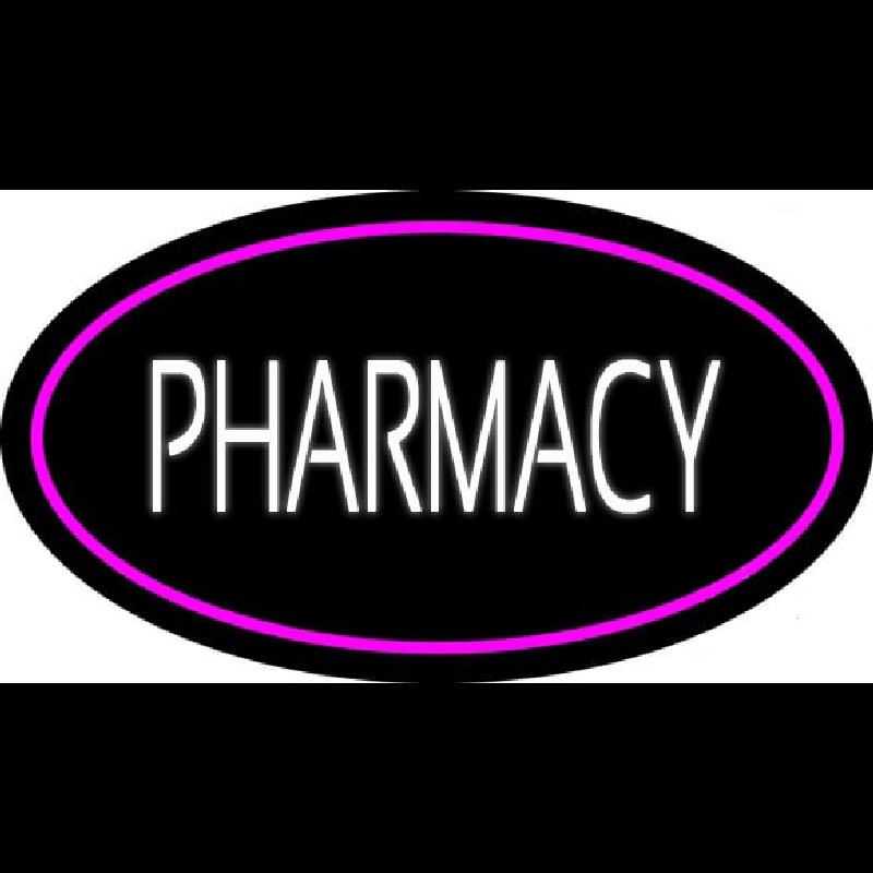 White Pharmacy Pink Oval Border Enseigne Néon