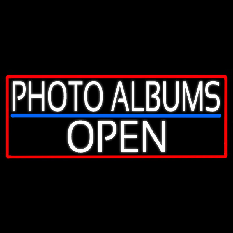 White Photo Albums Open With Red Border Enseigne Néon