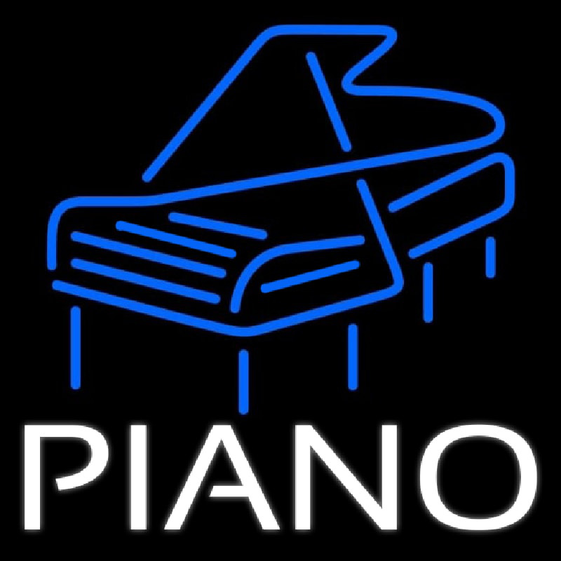 White Piano Blue Logo 4 Enseigne Néon