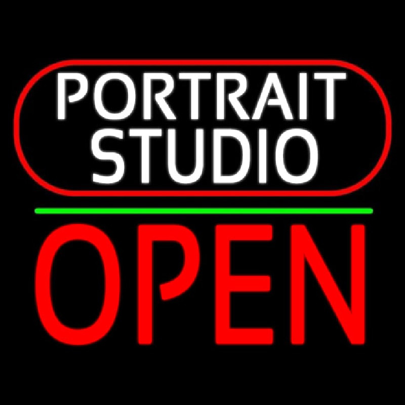 White Portrait Studio Open 1 Enseigne Néon