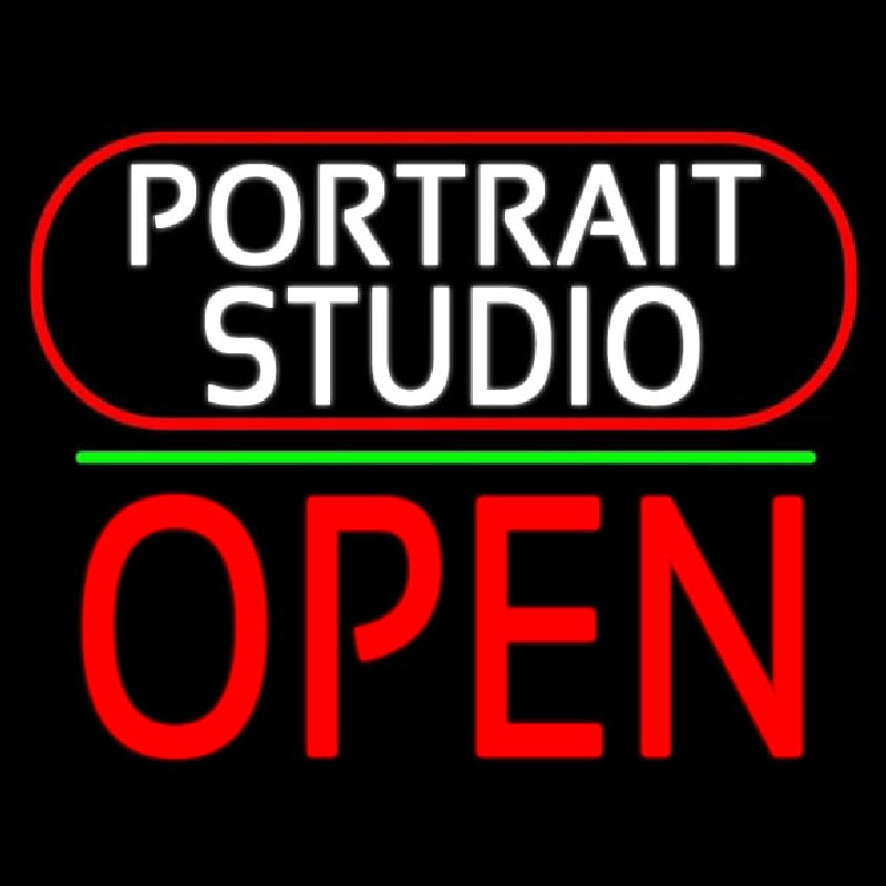 White Portrait Studio Open 2 Enseigne Néon