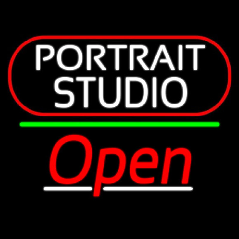 White Portrait Studio Open 3 Enseigne Néon