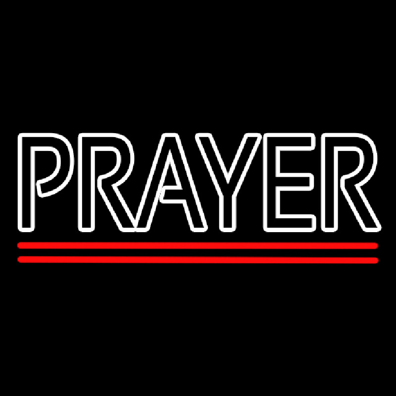 White Prayer With Line Enseigne Néon