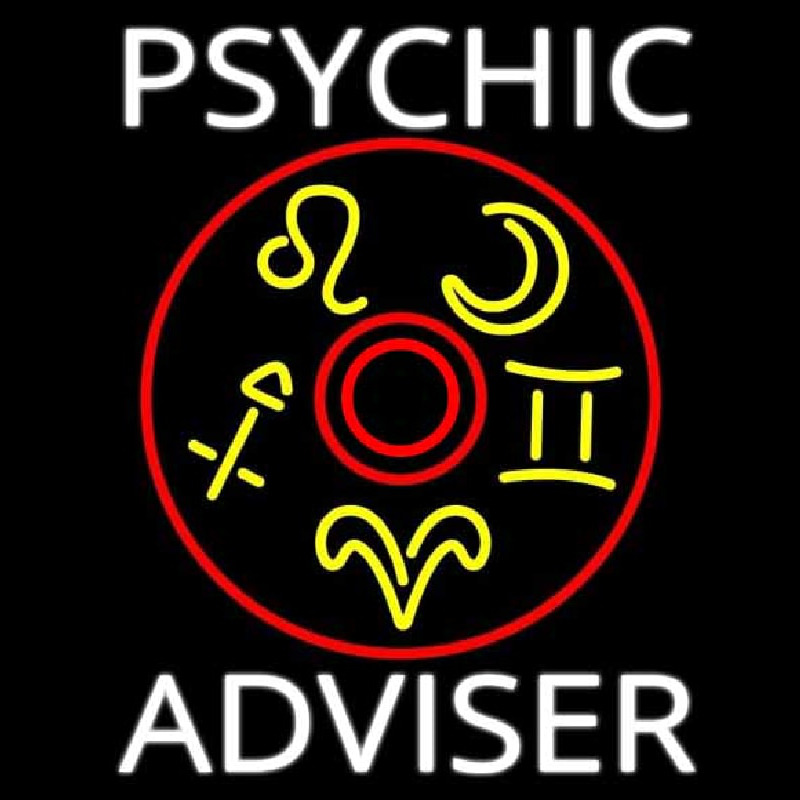 White Psychic Adviser With Logo Enseigne Néon