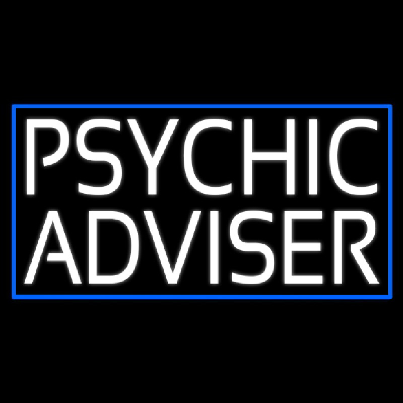White Psychic Advisor Blue Border Enseigne Néon