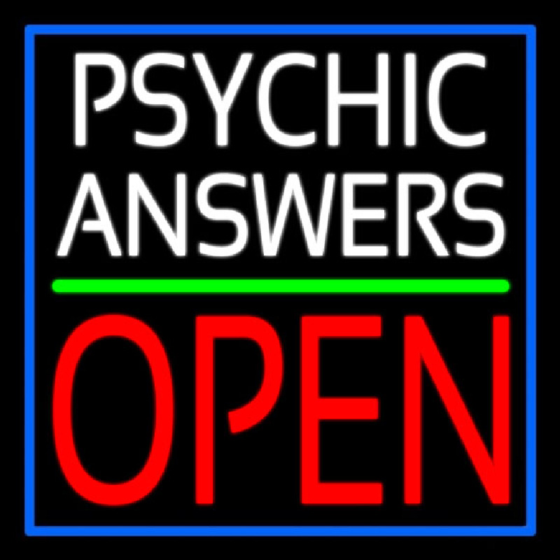 White Psychic Answers Red Open Green Line Enseigne Néon