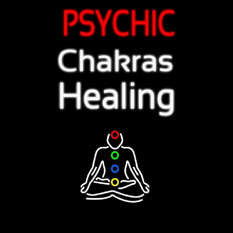 White Psychic Chakras Healing Enseigne Néon