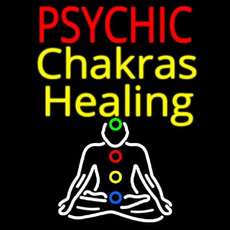 White Psychic Chakras Healing Enseigne Néon