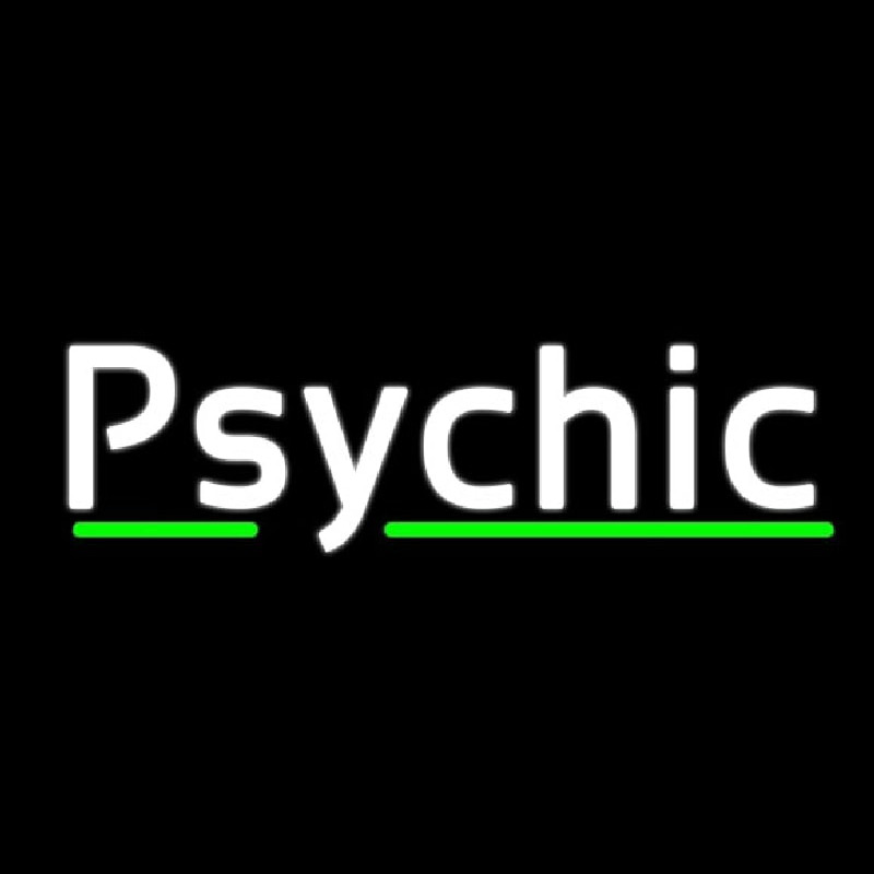 White Psychic Green Line Enseigne Néon