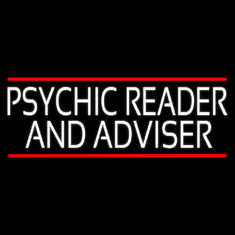 White Psychic Reader And Advisor With Red Line Enseigne Néon