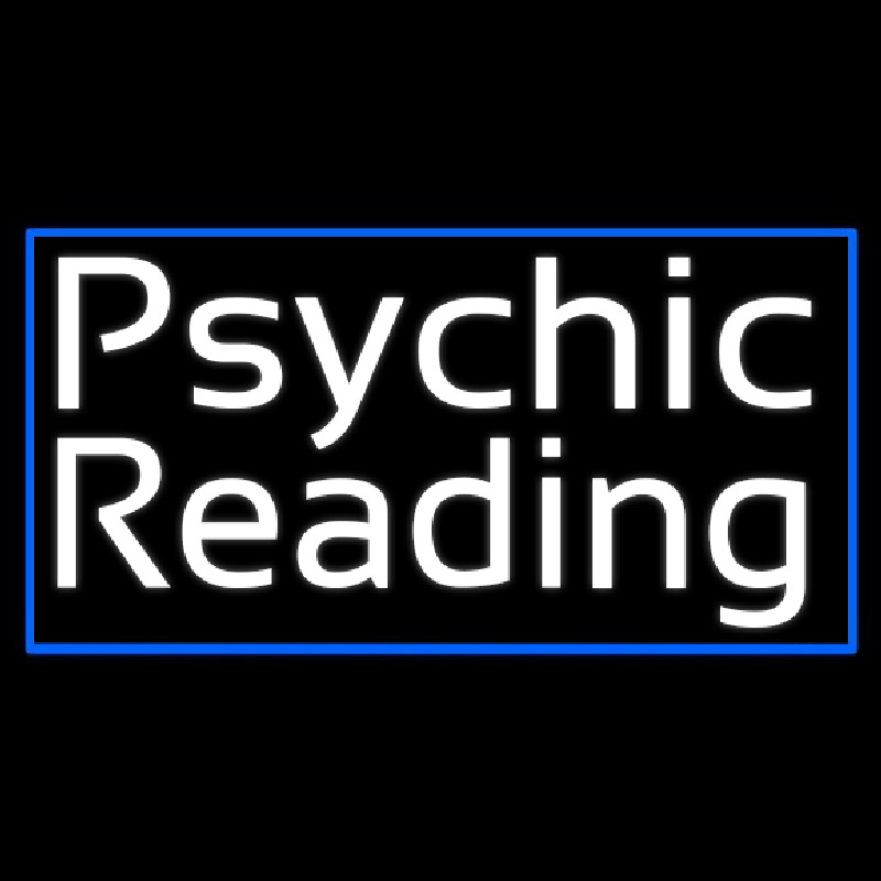 White Psychic Reading And Blue Border Enseigne Néon