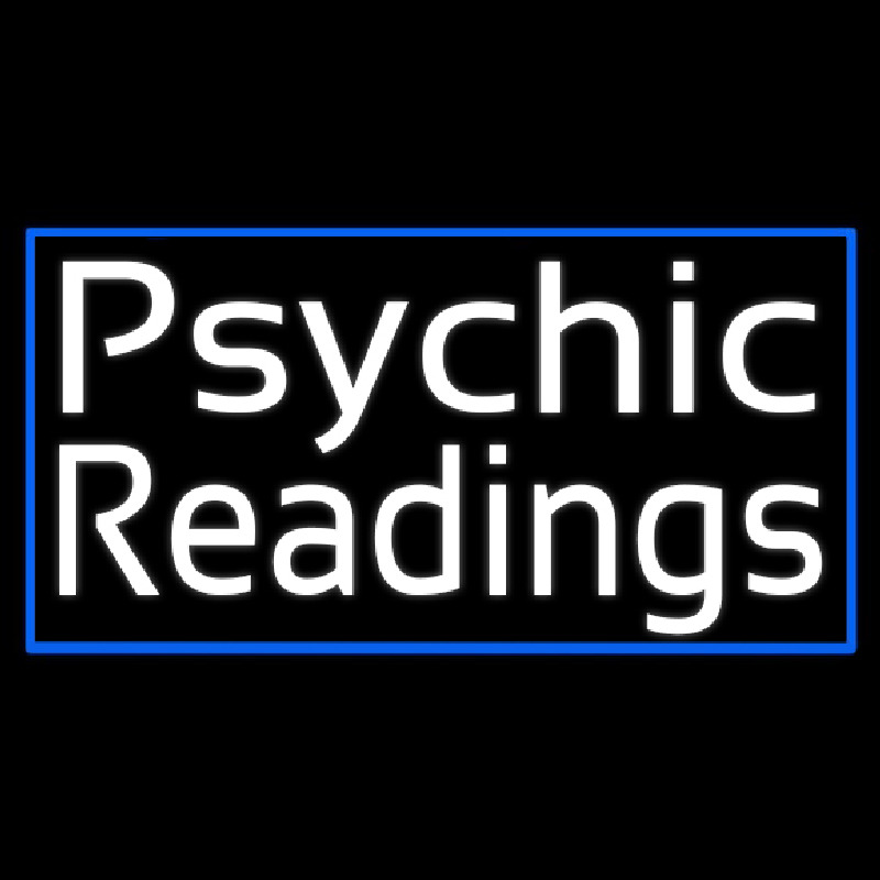 White Psychic Readings With Blue Border Enseigne Néon