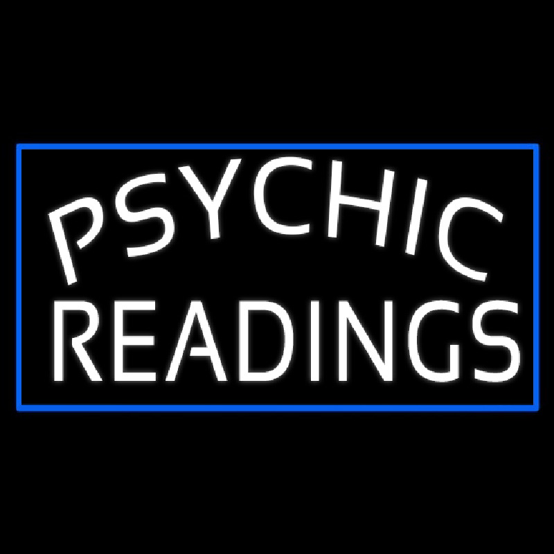 White Psychic Readings With Blue Border Enseigne Néon