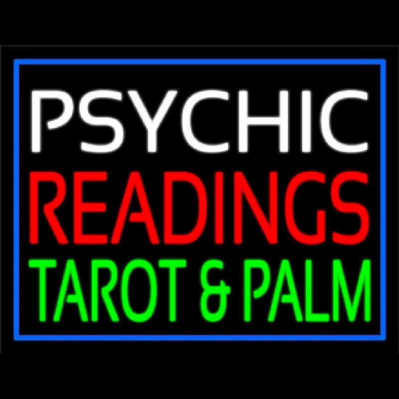 White Psychic Red Readings Green Tarot And Palm Enseigne Néon