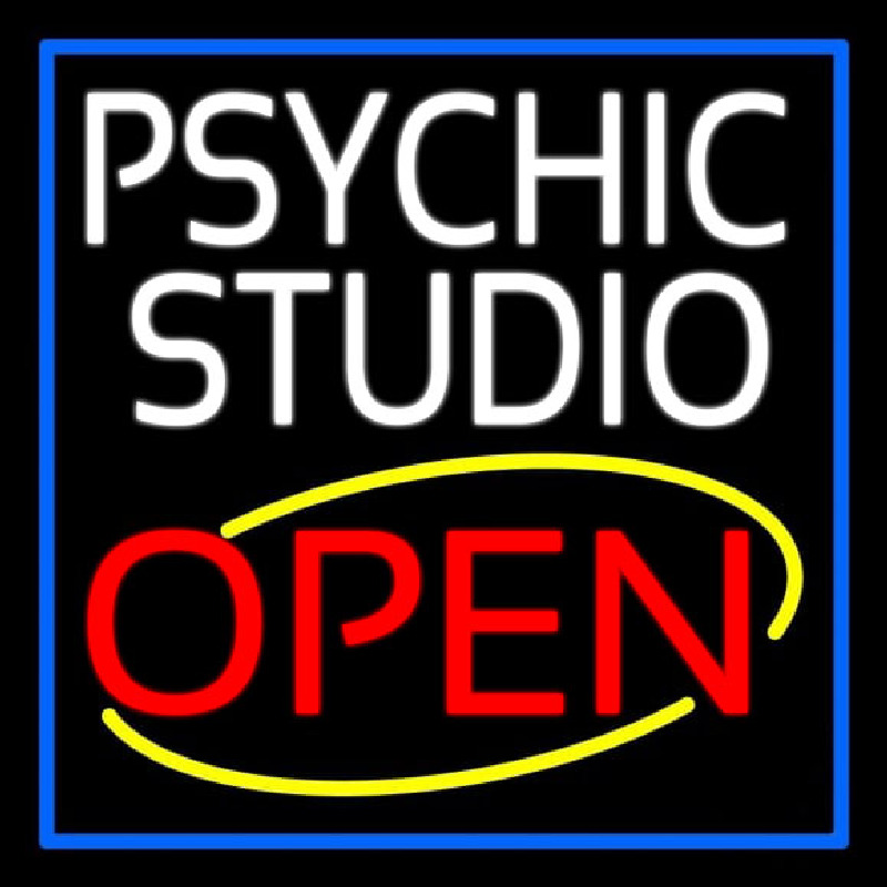 White Psychic Studio Red Open Blue Border Enseigne Néon