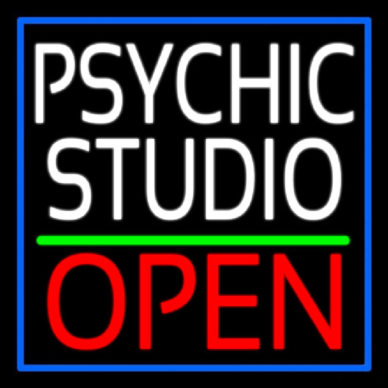 White Psychic Studio Red Open Green Line Enseigne Néon