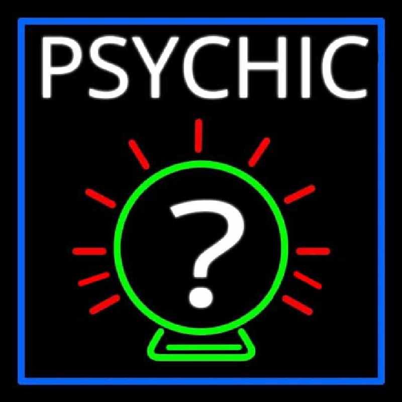 White Psychic With Border Enseigne Néon