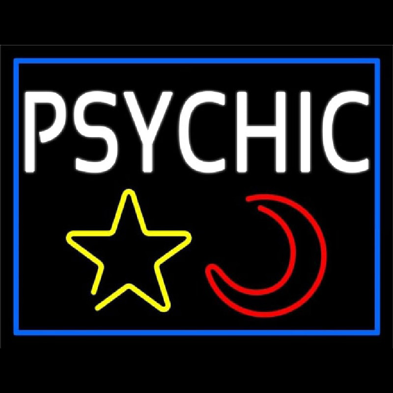 White Psychic With Moon And Star Enseigne Néon