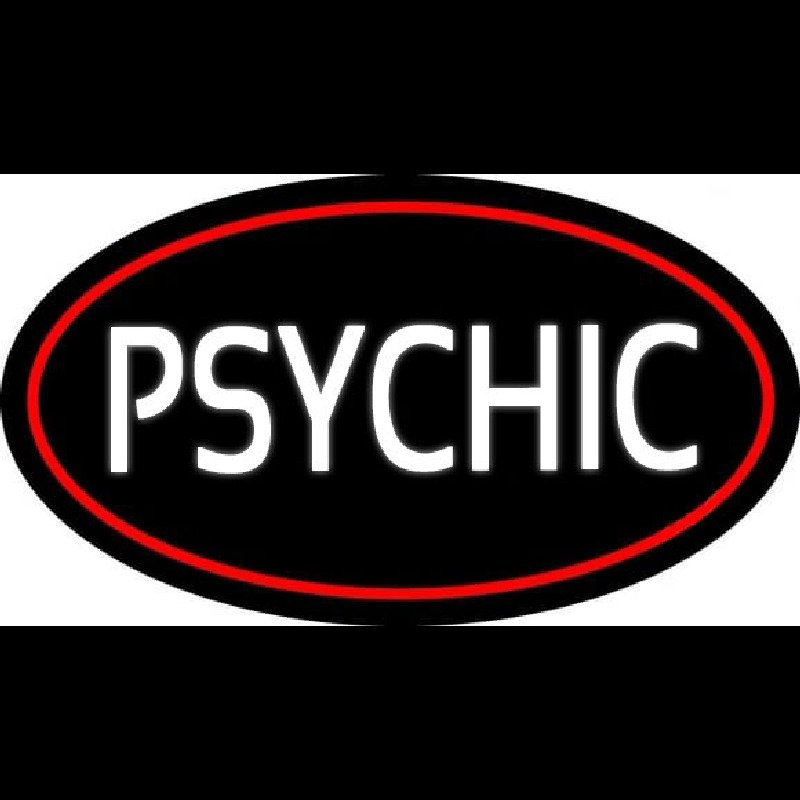 White Psychic With Red Border Enseigne Néon