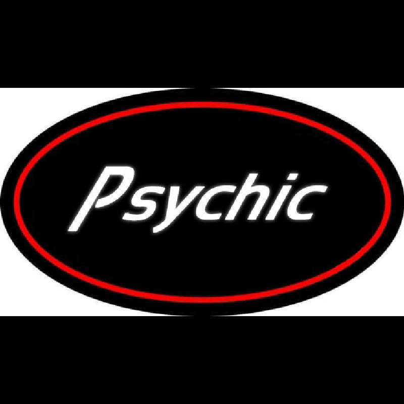 White Psychic With Red Oval Enseigne Néon