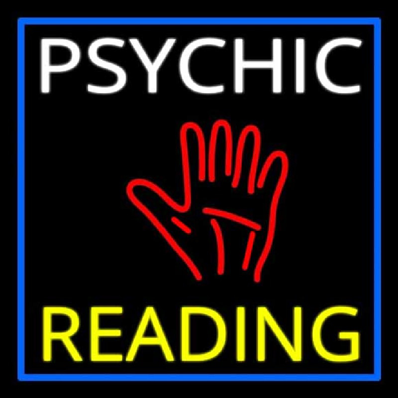 White Psychic Yellow Reading Block Palm Enseigne Néon