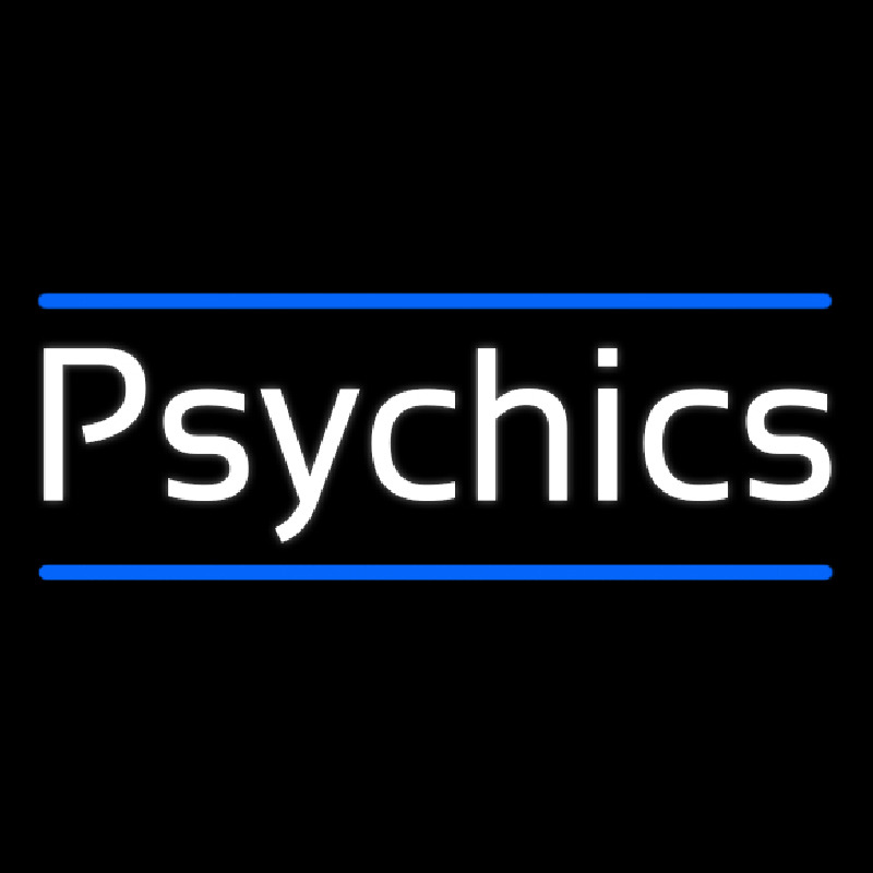 White Psychics With Blue Line Enseigne Néon