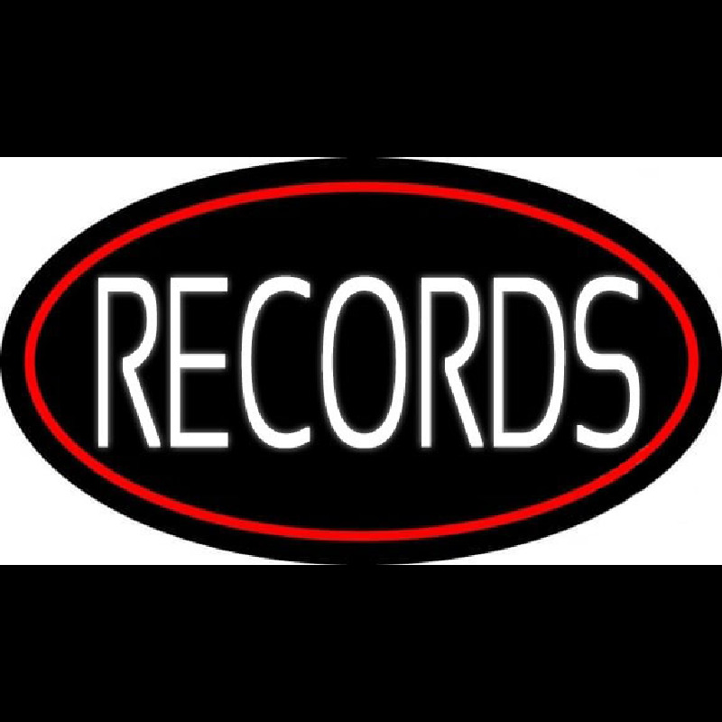 White Records Red Border Enseigne Néon