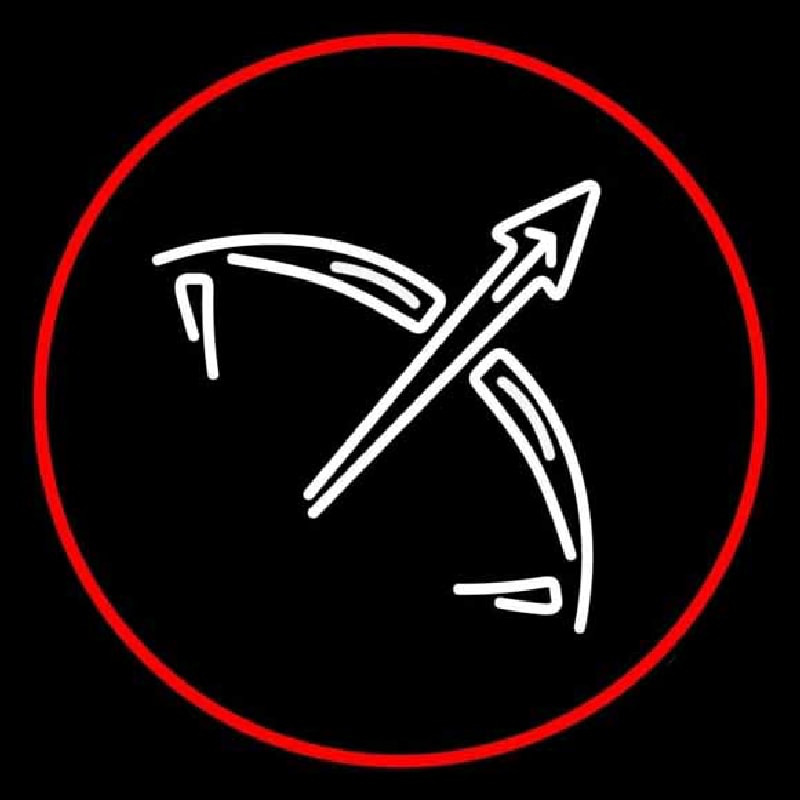 White Sagittarius Logo Red Border Enseigne Néon
