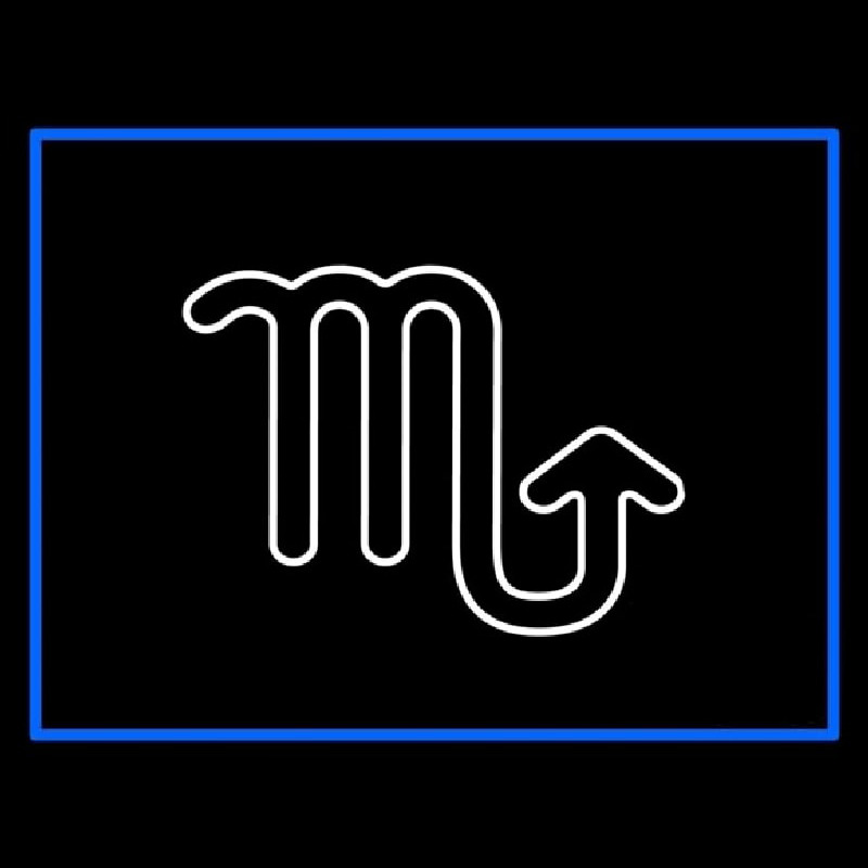 White Scorpio Blue Border Enseigne Néon