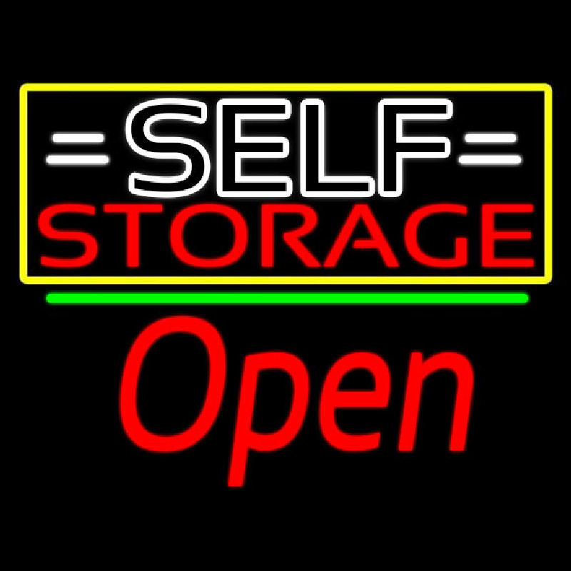White Self Storage Block With Open 2 Enseigne Néon