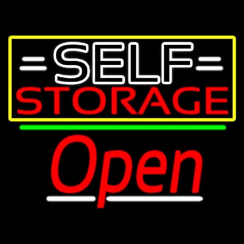 White Self Storage Block With Open 3 Enseigne Néon