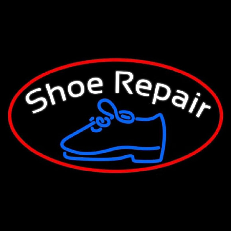 White Shoe Repair With Border Enseigne Néon