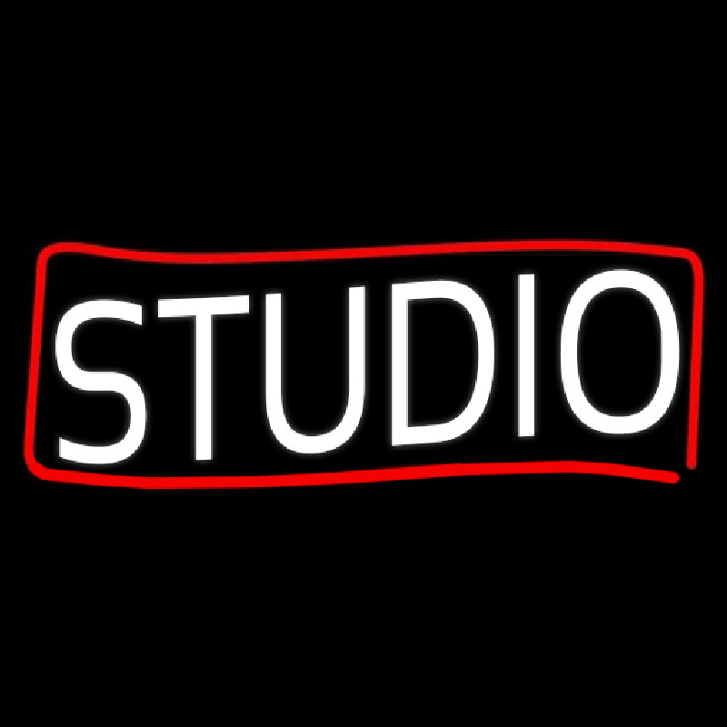 White Studio With Red Border Enseigne Néon