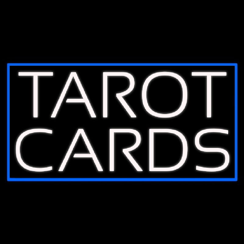 White Tarot Cards Blue Border Enseigne Néon